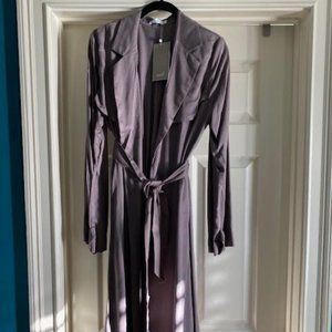 NWT Mid Length Gray Trench Jacket Medium Aab Abaya
